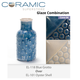 Blue Grotto EL118 over Oyster Shell EL101 Glaze Combination